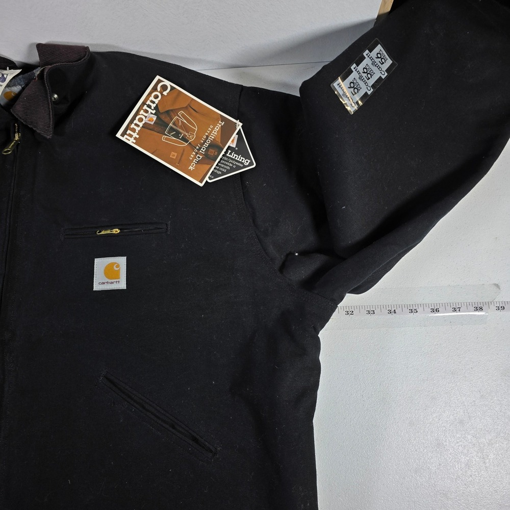 NWT‎ VTG Carhartt J01 BLK Duck Detroit Jacket Blanket Lined Black 56 3XL - Picture 5 of 10
